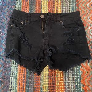 American eagle outfitters black ripped jean shorts
